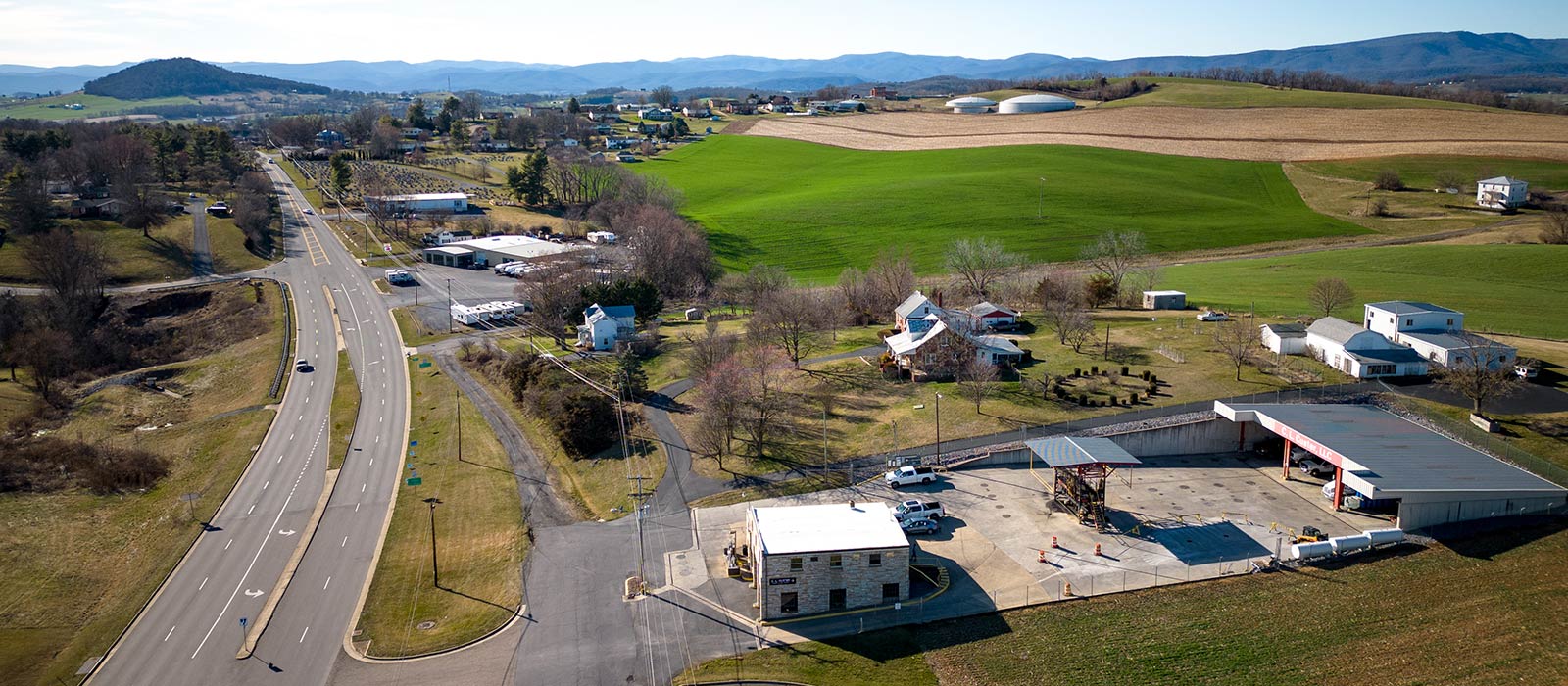 Aerial view of farm