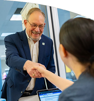 A handshake between two people